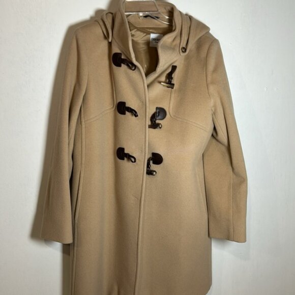 Cinzia Rocca due hood toggle Wool Cashmere Blend tan Color Coat Button size 12 - Picture 2 of 8